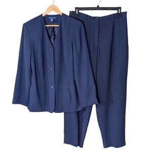 Womens Karen Scott Lined Pant Suit Two-Piece Navy Size 20W